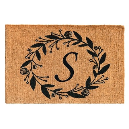 Configuracion 24 x 36 x 1.5 in. Black Rose Rectangular Doormat Natural - Letter S CO2830955